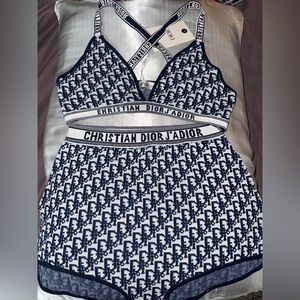 Dior J'Adior Navy and White Bodysuit